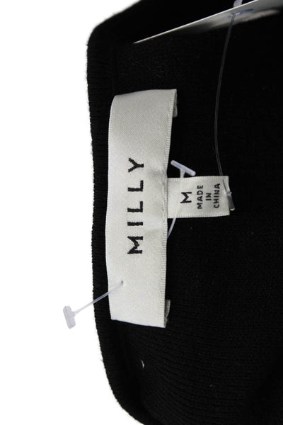 Milly Womens Stretch Knit Round Neck Pullover Tank Top Blouse Black Size M