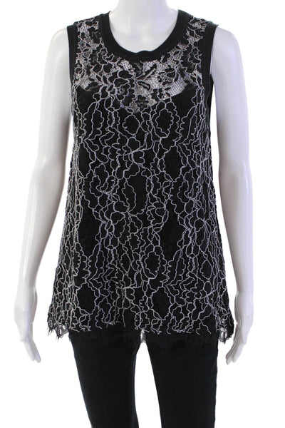 Generation Love Womens Cotton Blend Battenburg Lace Tank Top Blouse Black Size M