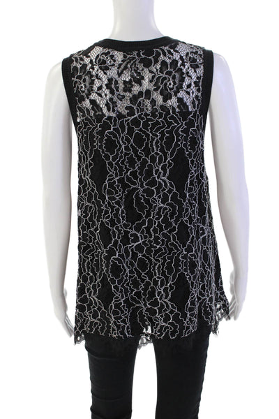 Generation Love Womens Cotton Blend Battenburg Lace Tank Top Blouse Black Size M