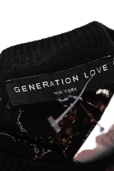 Generation Love Womens Cotton Blend Battenburg Lace Tank Top Blouse Black Size M