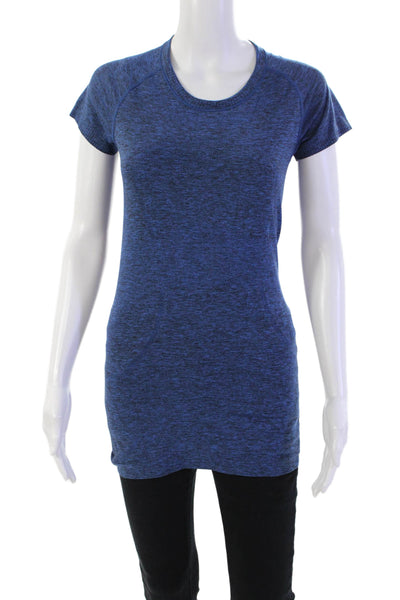 Lululemon Womens Round Neck Short Sleeve Activewear T-Shirt Top Blue SIze 4