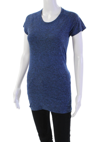 Lululemon Womens Round Neck Short Sleeve Activewear T-Shirt Top Blue SIze 4