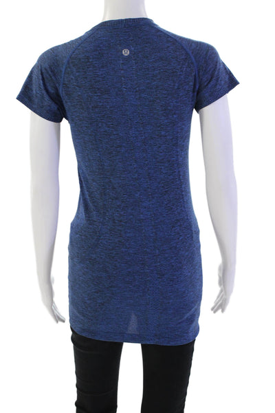 Lululemon Womens Round Neck Short Sleeve Activewear T-Shirt Top Blue SIze 4