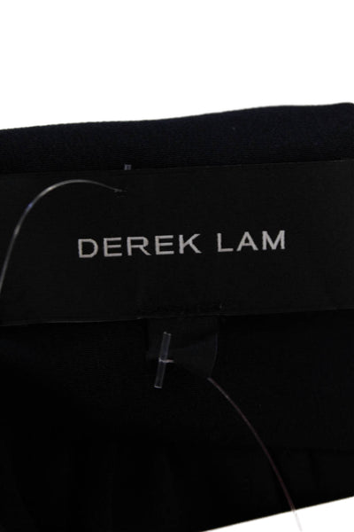 Derek Lam Womens Silk Pleated Round Neck Pullover Tank Top Blouse Navy Size 8