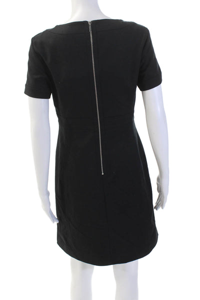 Karen Millen Womens Cotton Short Sleeve Round Neck Lined Dress Black Size 08