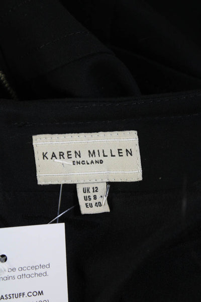 Karen Millen Womens Cotton Short Sleeve Round Neck Lined Dress Black Size 08