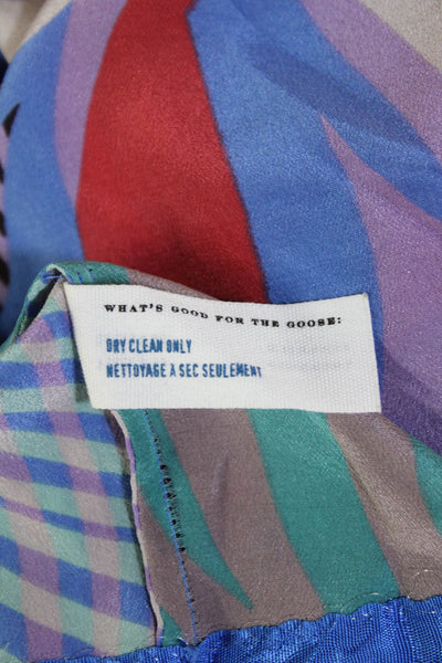 Leifsdottir Womens Short Sleeve V-neck Button Abstract Printed Romper Blue Size