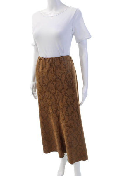 Alberto Makali Womens Textured Elastic Waistband Animal Printed Skirt Brown Size