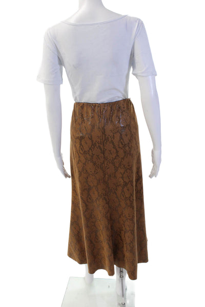 Alberto Makali Womens Textured Elastic Waistband Animal Printed Skirt Brown Size