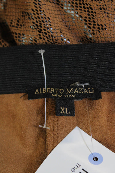 Alberto Makali Womens Textured Elastic Waistband Animal Printed Skirt Brown Size