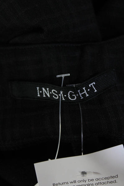 Insight Womens Textured Cotton Elastic Waistband Plaid Skinny Pants Black Size 0