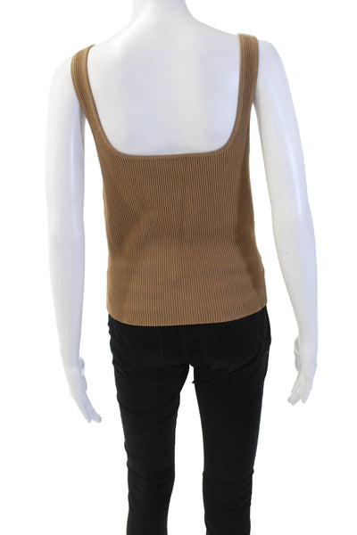 Babaton Womens Ribbed Scoop Neck Sleeveless Tank Top Brown Size Large