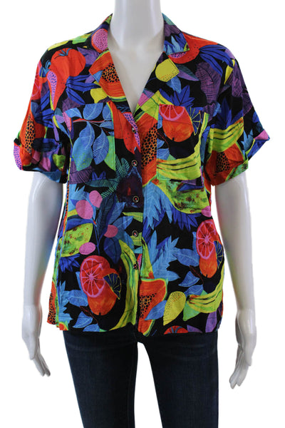 Anthropologie X Orane Sigel Womens Fruit Print Buttoned Top Multicolor Size XS