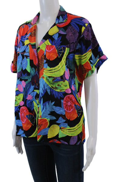 Anthropologie X Orane Sigel Womens Fruit Print Buttoned Top Multicolor Size XS