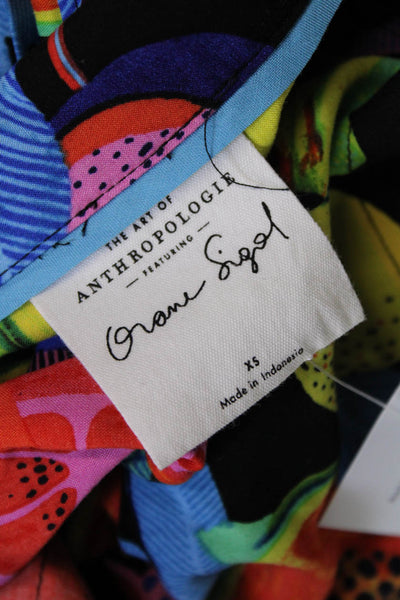 Anthropologie X Orane Sigel Womens Fruit Print Buttoned Top Multicolor Size XS