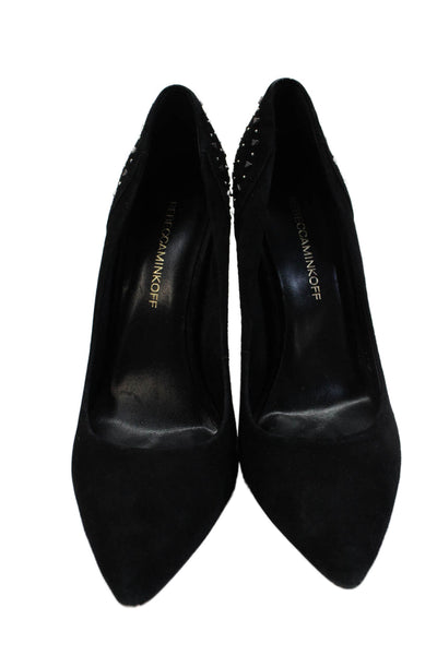 Rebecca Minkoff Womens Suede Studded Pointed Toe Slip On Heels Black Size 8M