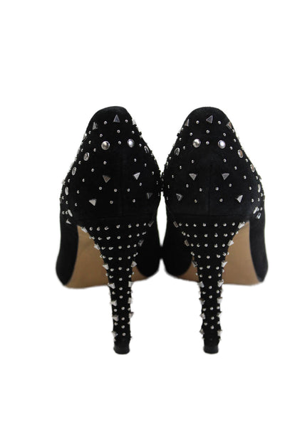 Rebecca Minkoff Womens Suede Studded Pointed Toe Slip On Heels Black Size 8M