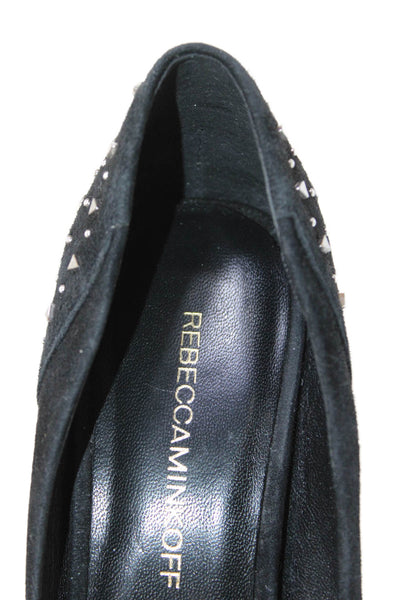 Rebecca Minkoff Womens Suede Studded Pointed Toe Slip On Heels Black Size 8M
