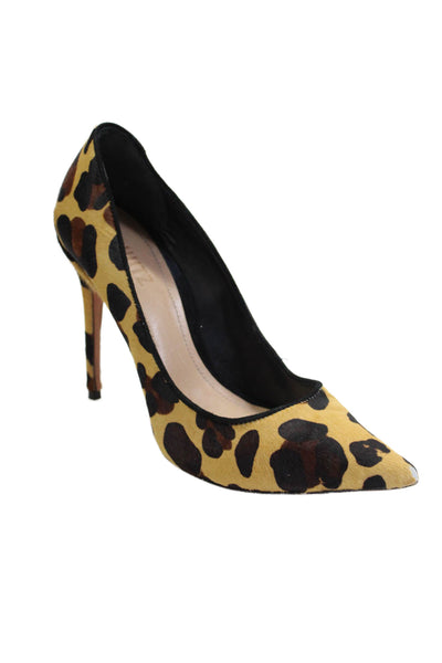 Schutz Womens Animal Print Pointed Toe Slip On Heels Pumps Beige Size 8B