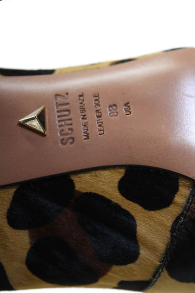 Schutz Womens Animal Print Pointed Toe Slip On Heels Pumps Beige Size 8B