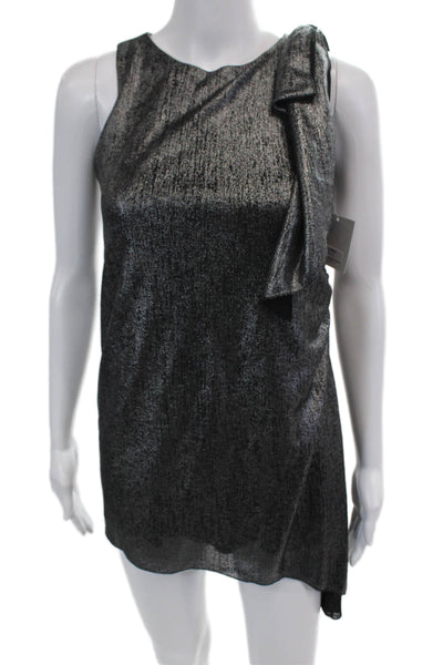 Zoe LTD Childrens Girls Sequined Bow Shoulder Sleeveless Dress Silver Black 12