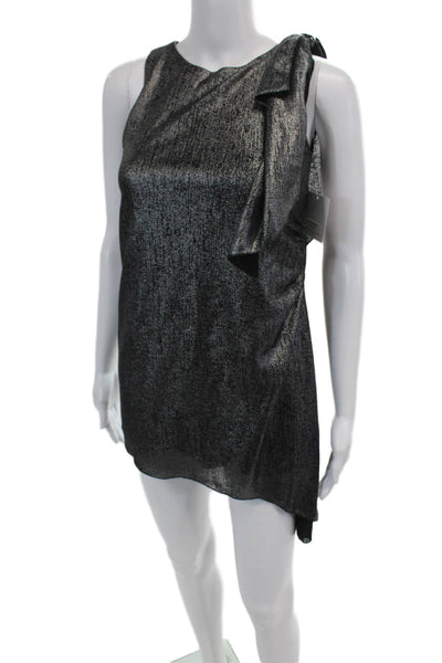 Zoe LTD Childrens Girls Sequined Bow Shoulder Sleeveless Dress Silver Black 12