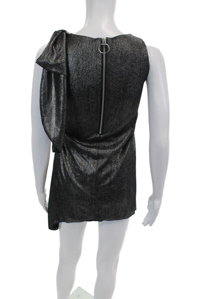 Zoe LTD Childrens Girls Sequined Bow Shoulder Sleeveless Dress Silver Black 12