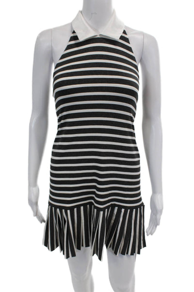 Helena Childrens Girls Striped Halter Neck A Line Dress Gray White Size 12