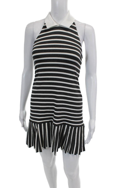 Helena Childrens Girls Striped Halter Neck A Line Dress Gray White Size 12