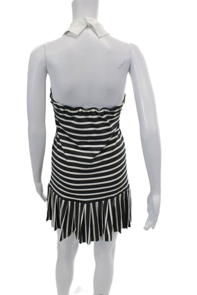 Helena Childrens Girls Striped Halter Neck A Line Dress Gray White Size 12