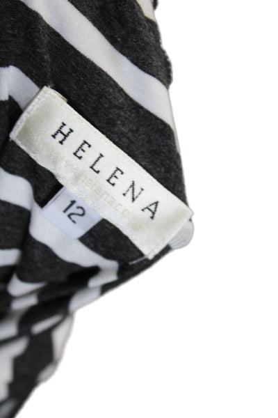 Helena Childrens Girls Striped Halter Neck A Line Dress Gray White Size 12