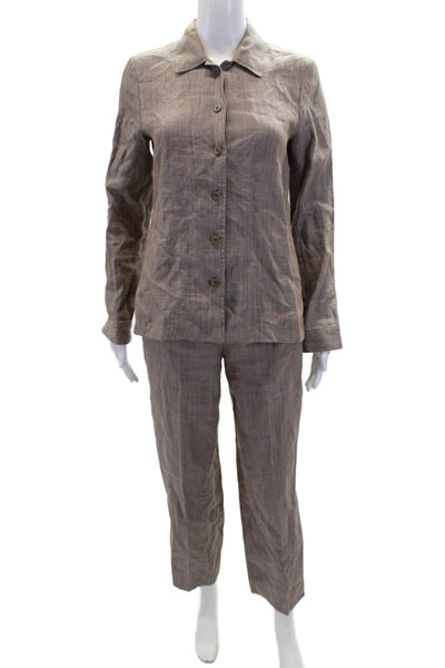 Zanella Womens Linen Slim Leg Cami Pant Suit Brown Size 4