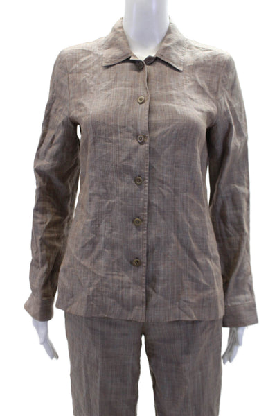 Zanella Womens Linen Slim Leg Cami Pant Suit Brown Size 4
