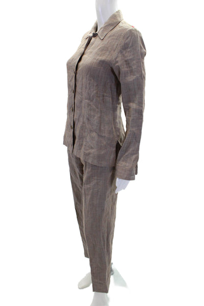 Zanella Womens Linen Slim Leg Cami Pant Suit Brown Size 4
