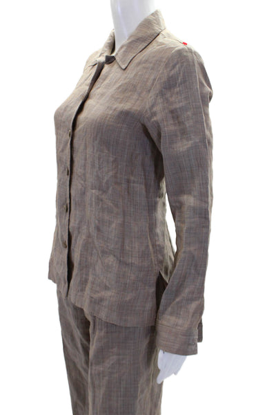 Zanella Womens Linen Slim Leg Cami Pant Suit Brown Size 4