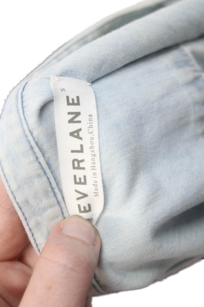 Everlane Womens Chambray Half Button Down Sleeveless Dress Blue Size Small