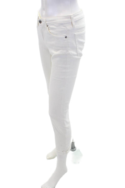 AG Adriano Goldschmied Womens The Stevie Roll Up Jeans White Cotton Size 26