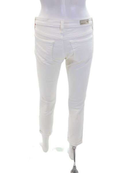 AG Adriano Goldschmied Womens The Stevie Roll Up Jeans White Cotton Size 26