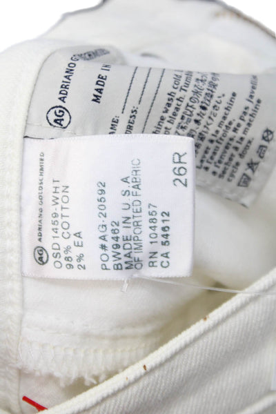 AG Adriano Goldschmied Womens The Stevie Roll Up Jeans White Cotton Size 26
