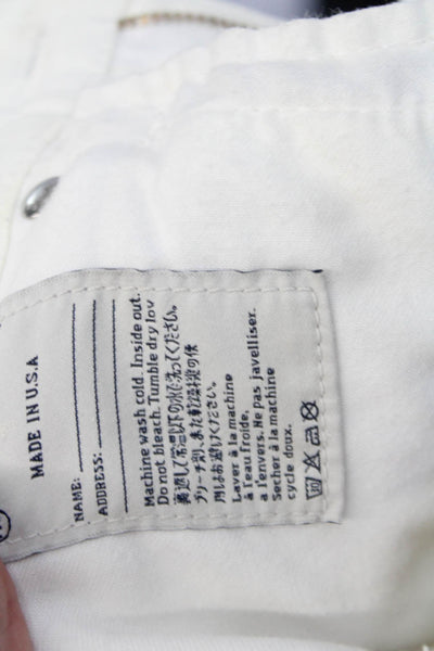 AG Adriano Goldschmied Womens The Stevie Roll Up Jeans White Cotton Size 26
