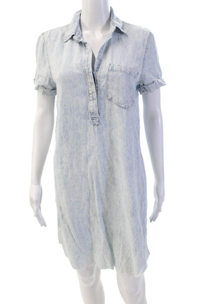 Rails Womens Chambray Collar Pockets Short Sleeve Denim Dress Blue Size XS