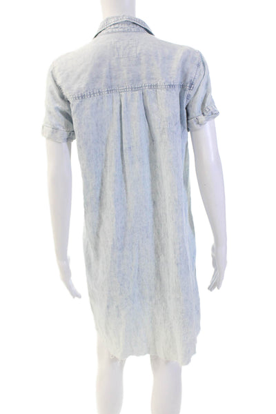 Rails Womens Chambray Collar Pockets Short Sleeve Denim Dress Blue Size XS