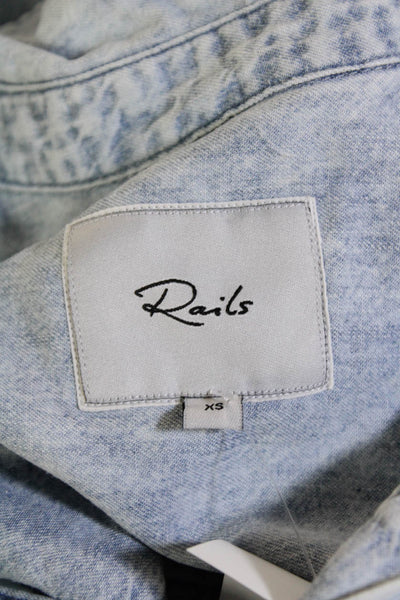 Rails Womens Chambray Collar Pockets Short Sleeve Denim Dress Blue Size XS