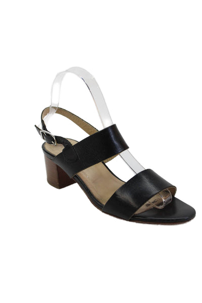 Barneys New York Womens Leather Ankle Strap Heels Sandals Shoes Black Size 7