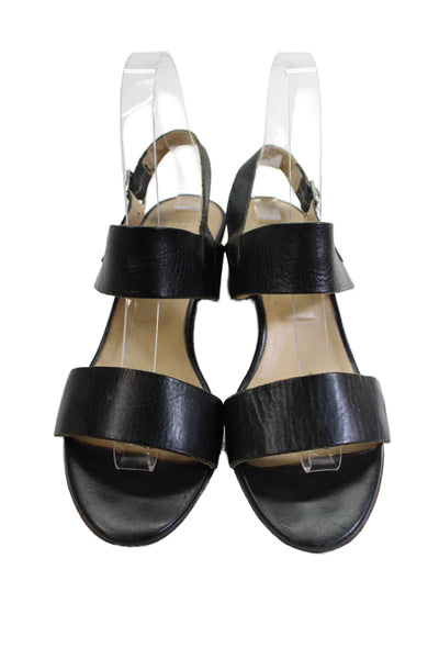 Barneys New York Womens Leather Ankle Strap Heels Sandals Shoes Black Size 7
