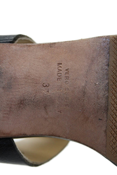 Barneys New York Womens Leather Ankle Strap Heels Sandals Shoes Black Size 7