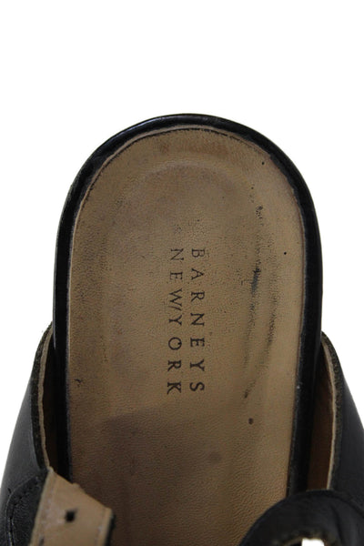 Barneys New York Womens Leather Ankle Strap Heels Sandals Shoes Black Size 7