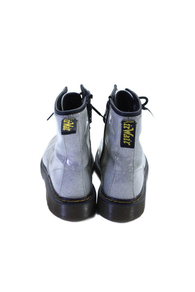 Dr. Martens Womens Lace Up Combat Ankle Boots Silver Metallic Size 5 Medium