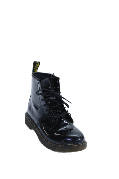 Dr. Martens Womens Patent Leather Lace Up Combat Ankle Boots Black Size 4 Medium