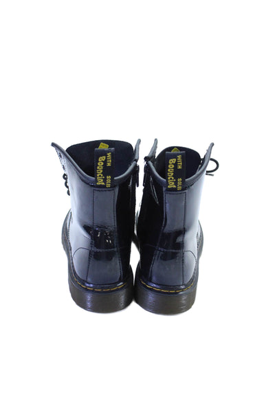 Dr. Martens Womens Patent Leather Lace Up Combat Ankle Boots Black Size 4 Medium